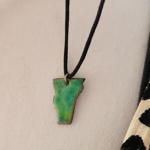 Vermont Handmade Green Pendant On Nylon Cord